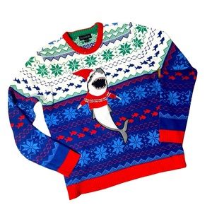 Blizzard Bay Santa Shark Ugly Christmas Sweater Size L